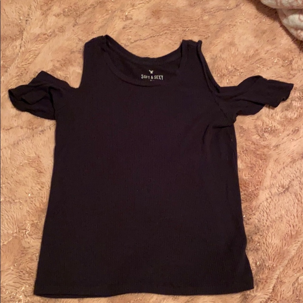 american eagle soft n sexy shoulder cut out top
